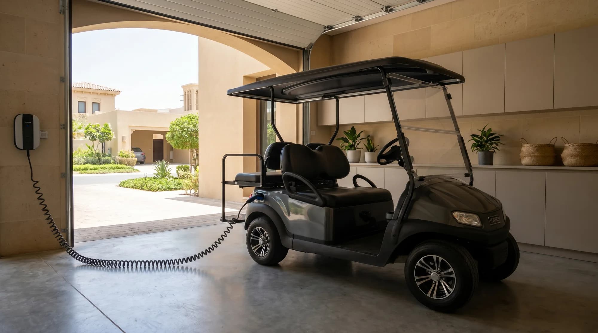 Charging a golf cart at home (villa guide)