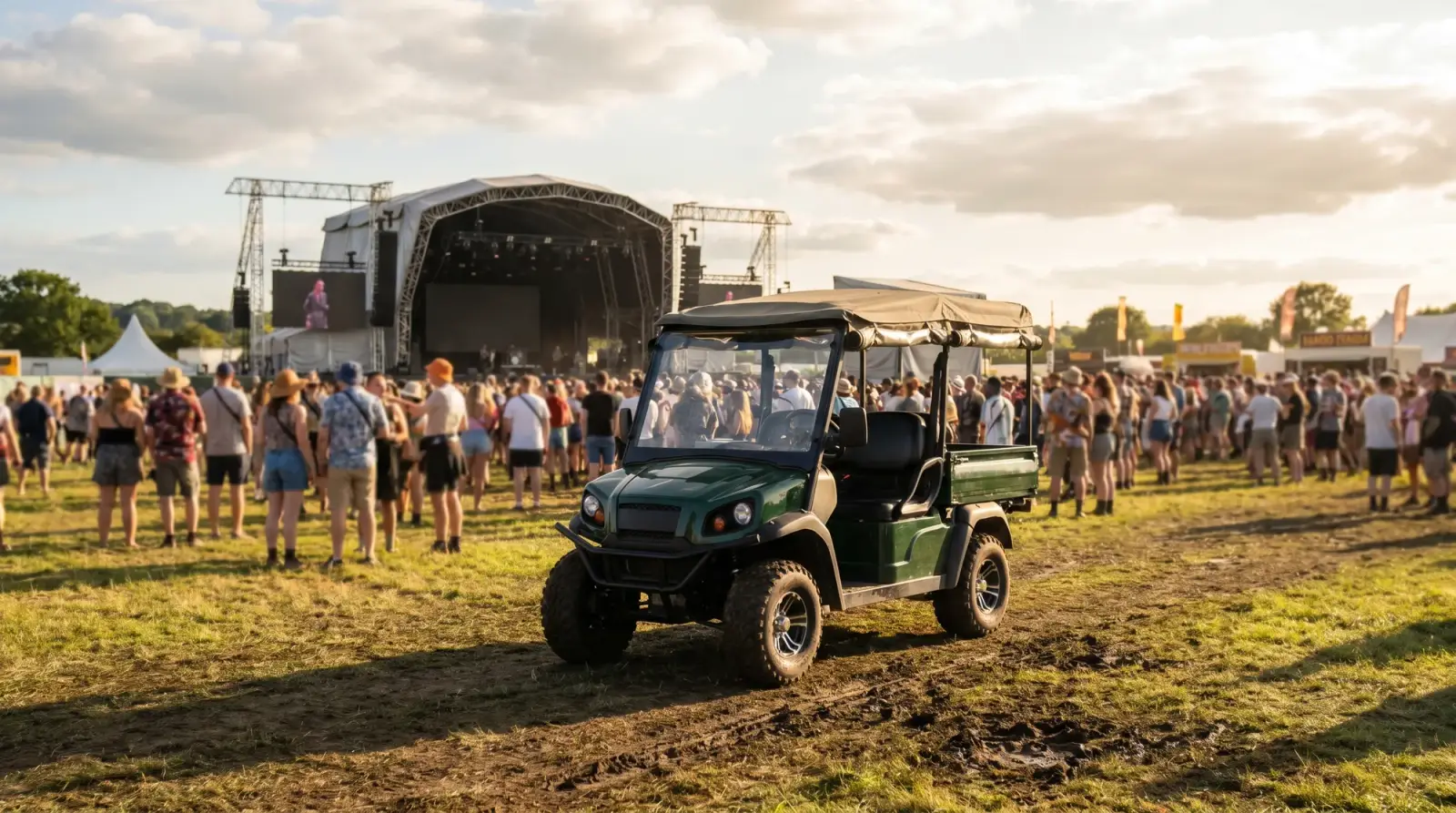 Festival transport: electric golf carts for VIP, artist and crew