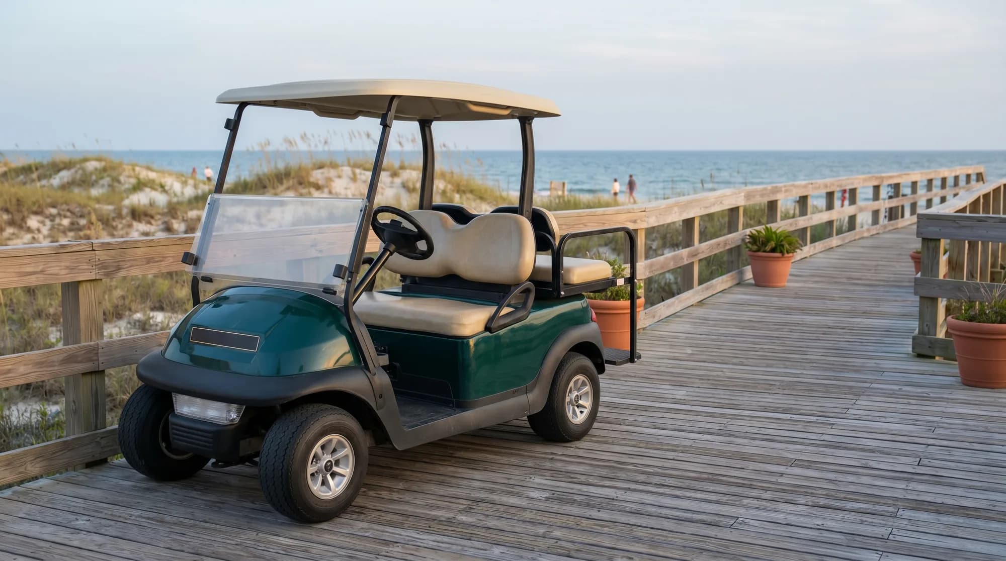 Golf carts in beach and coastal towns