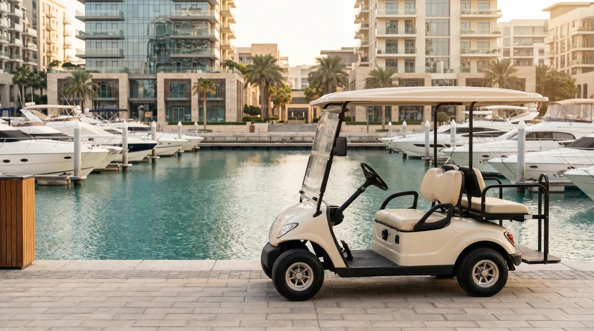 Golf carts for marinas and waterfront