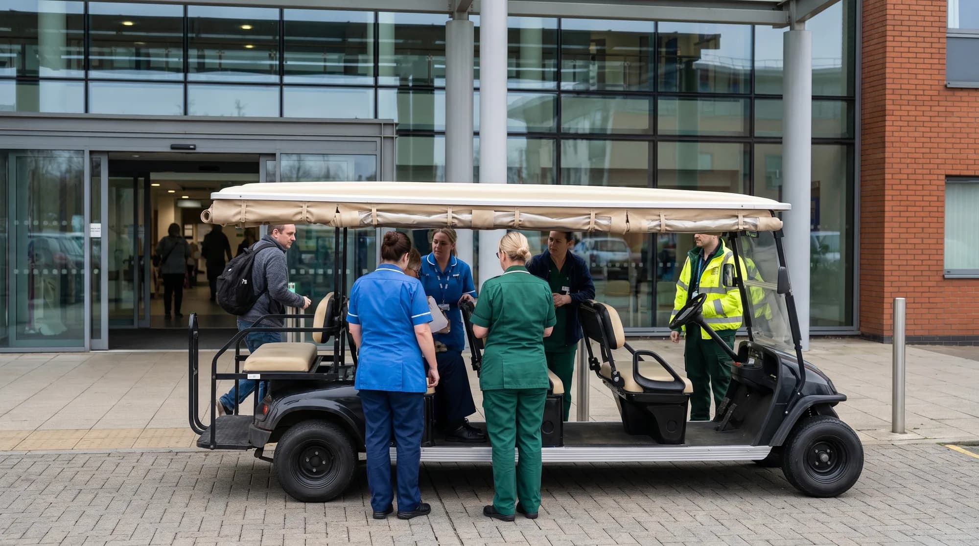 Hospital inter-site shuttles: electric people-movers between buildings