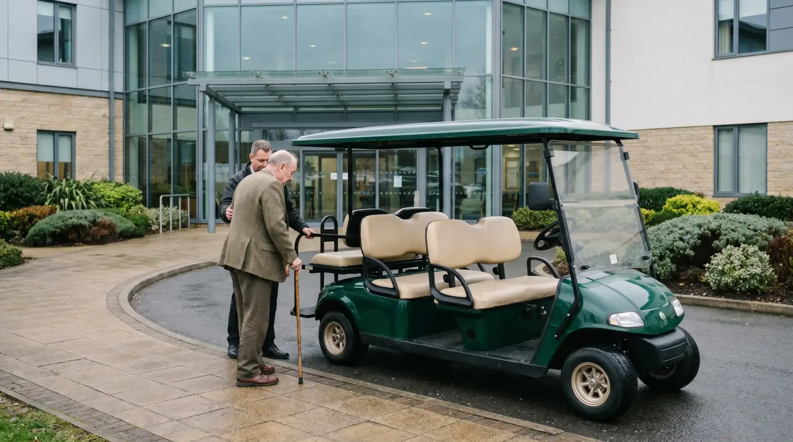 Patient and visitor transfer golf carts: closing the car park to ward gap