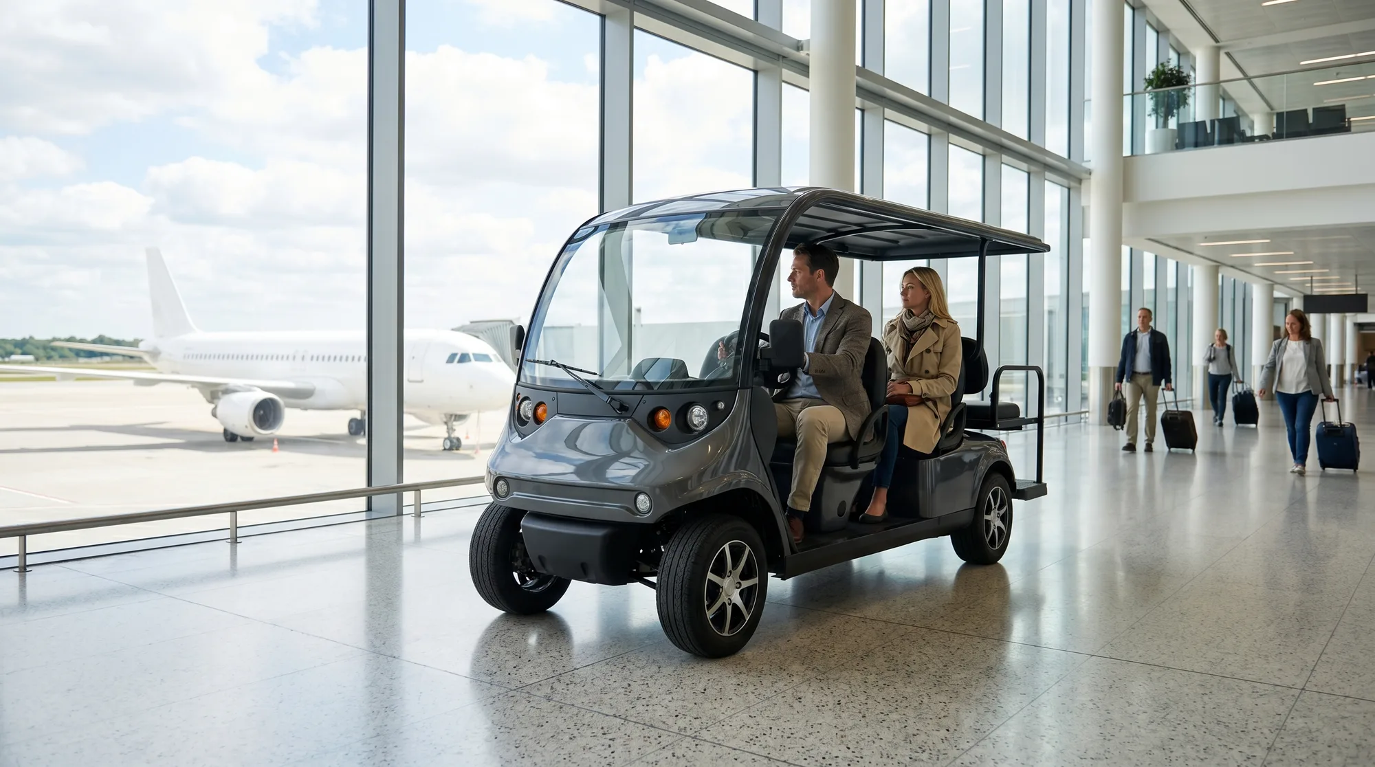 VIP and fast-track airport transfers: discreet electric golf carts