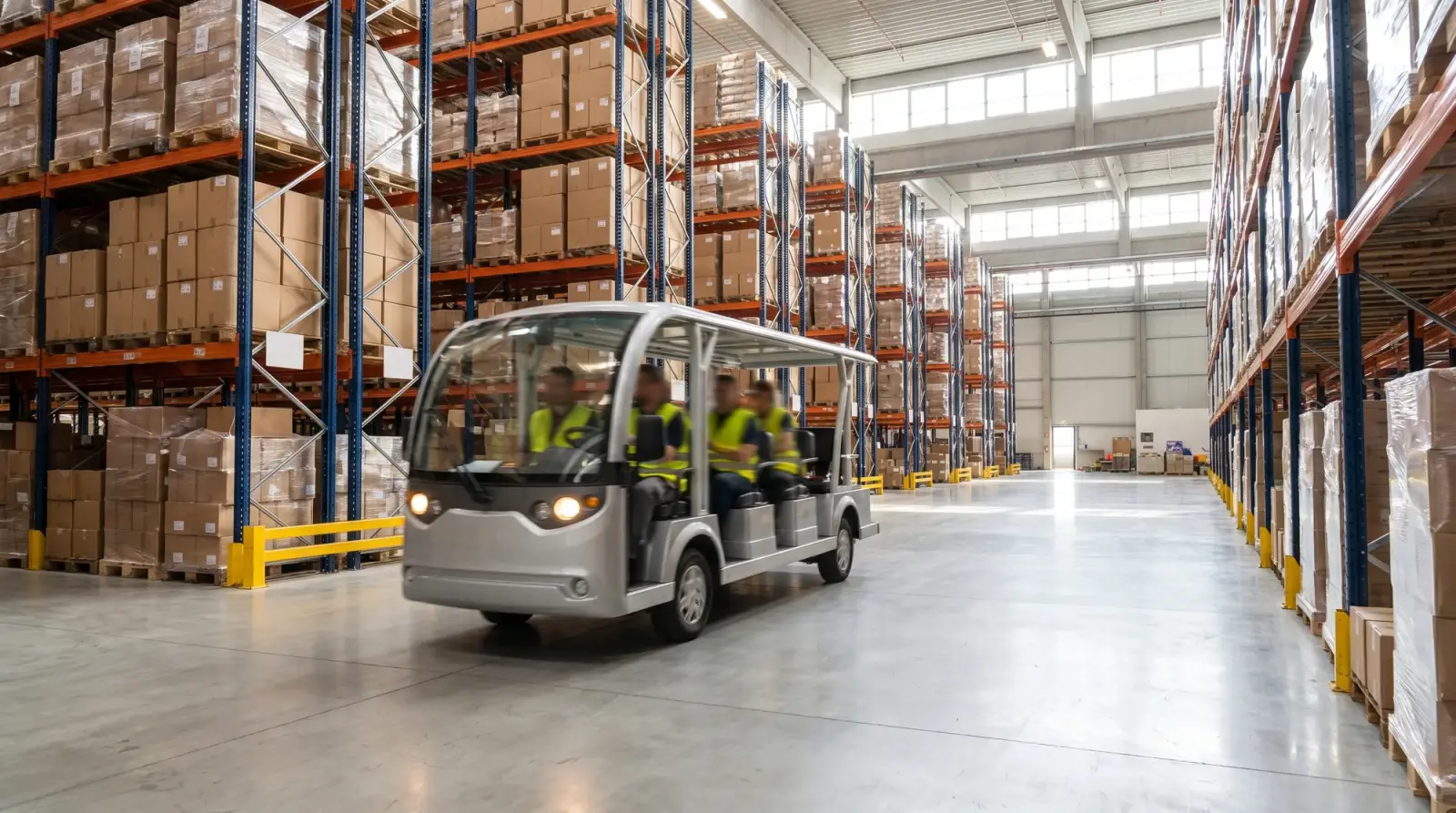 Electric personnel carriers for large distribution centers