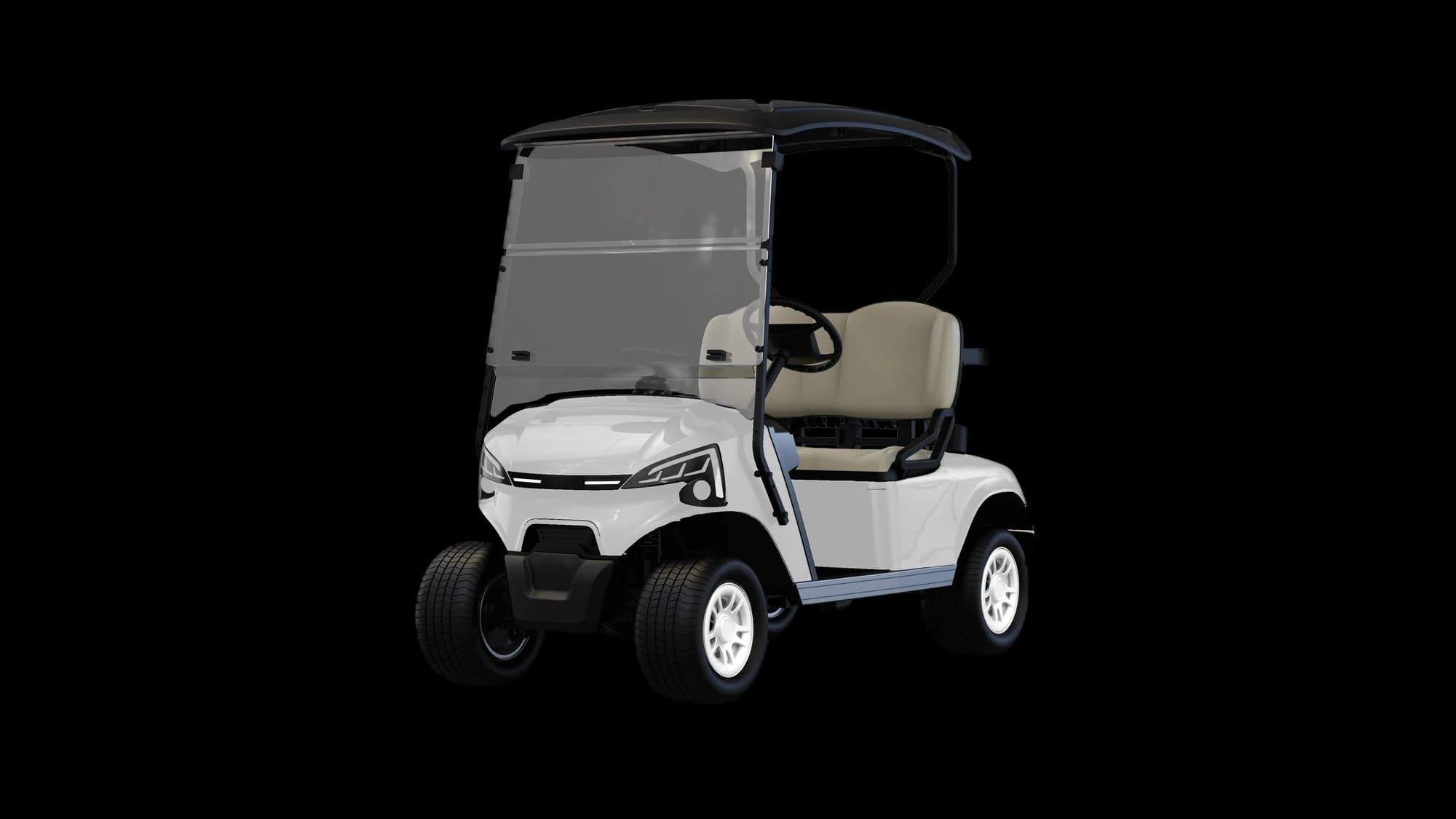 Hawke J2 2-seater lithium electric golf buggy, front three-quarter view