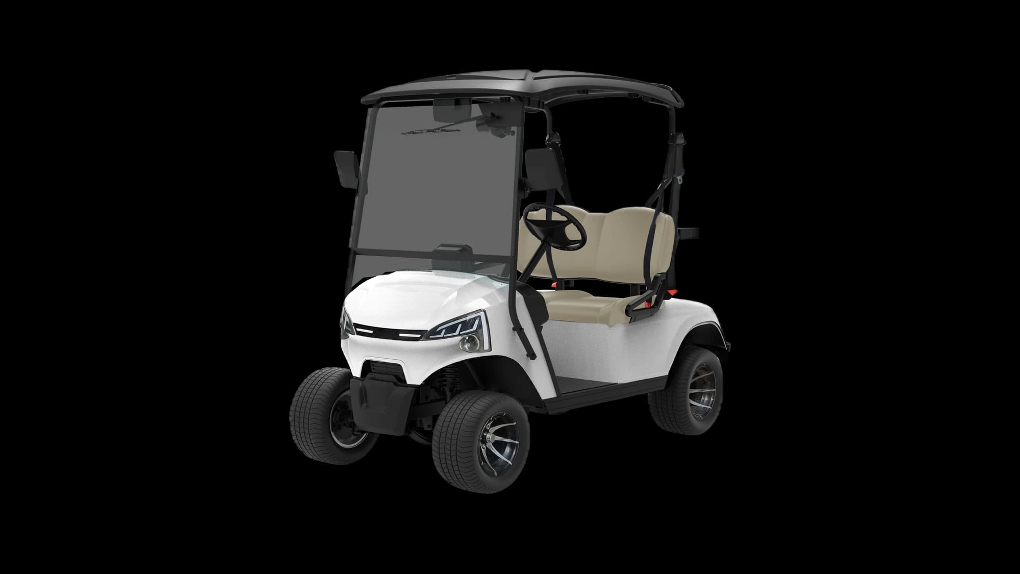Hawke J2 GT 2-seater premium lithium golf buggy, front three-quarter view