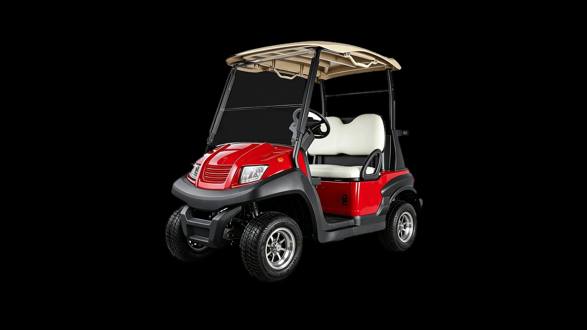 Hawke S2 2-passenger electric golf cart, front three-quarter view