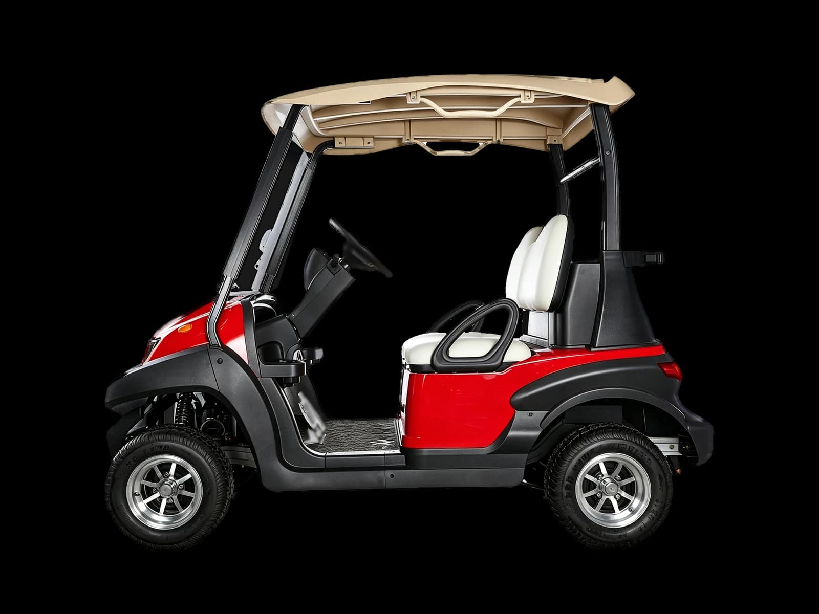 Hawke S2 2-passenger electric golf cart, side view
