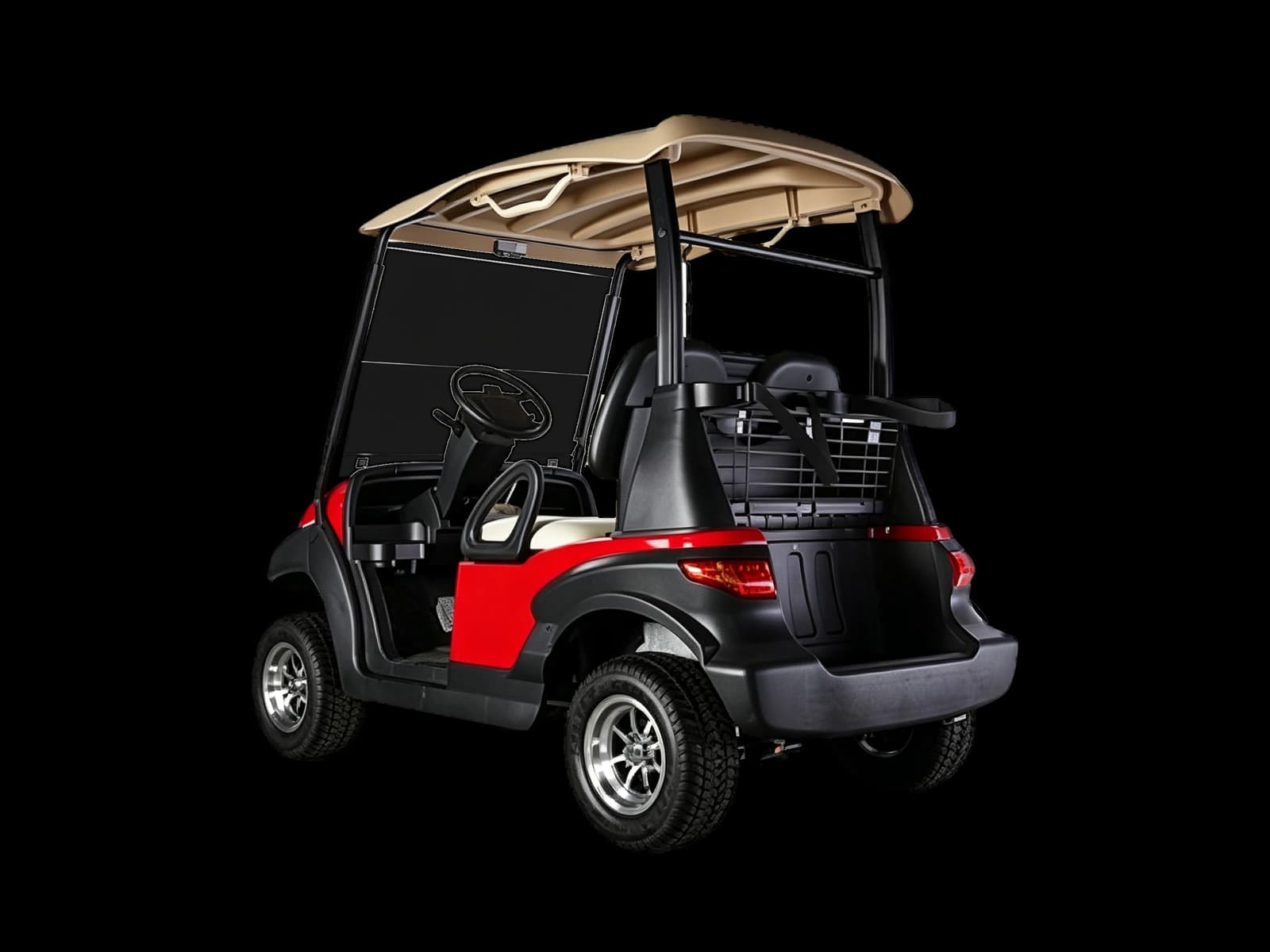 Hawke S2 2-passenger electric golf cart, rear view