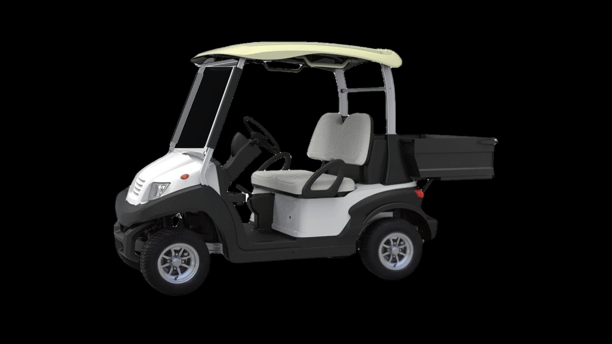 Hawke S2 Cargo 2-passenger electric cargo cart, front three-quarter view