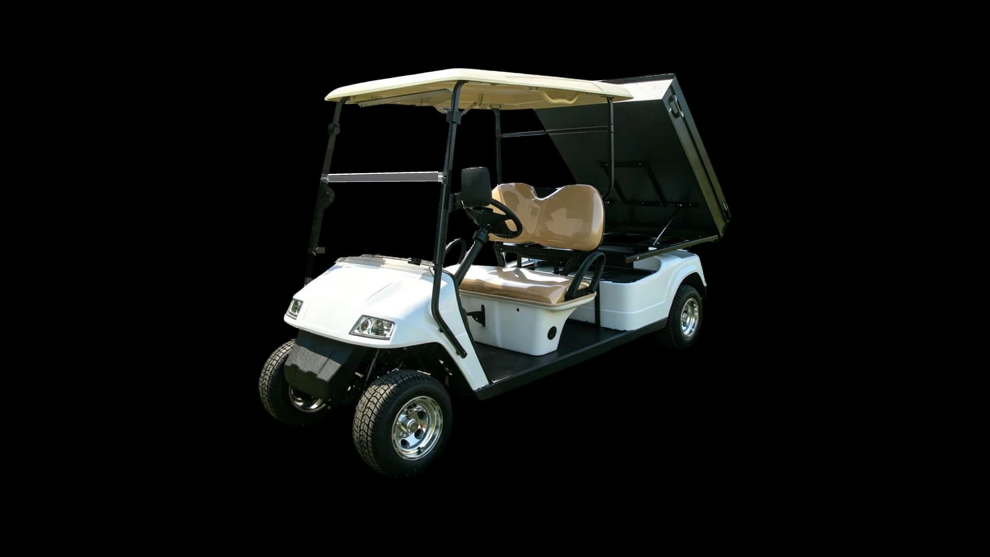 Hawke S2 Deck 2-passenger electric cargo cart, extended deck, front three-quarter view