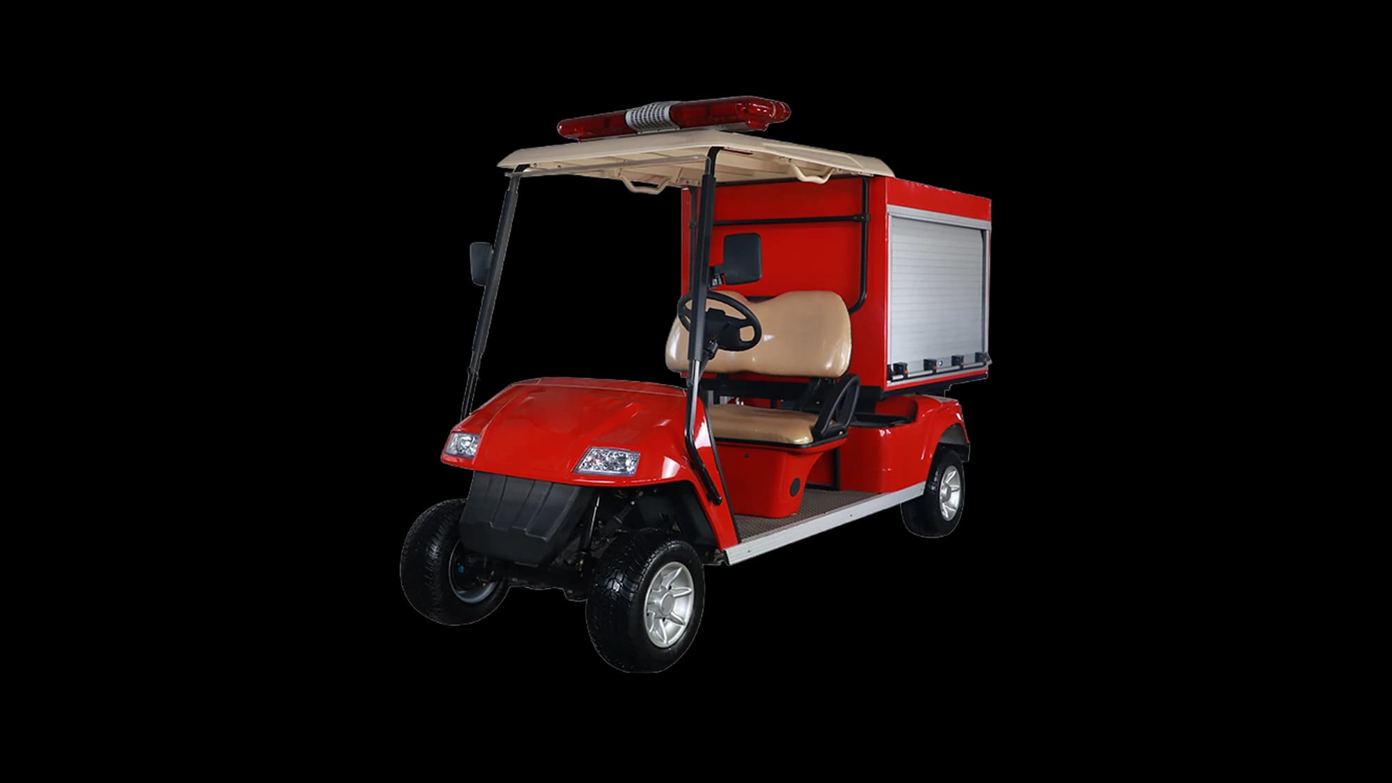 Hawke S2 Fire 2-passenger electric fire response cart, front three-quarter view