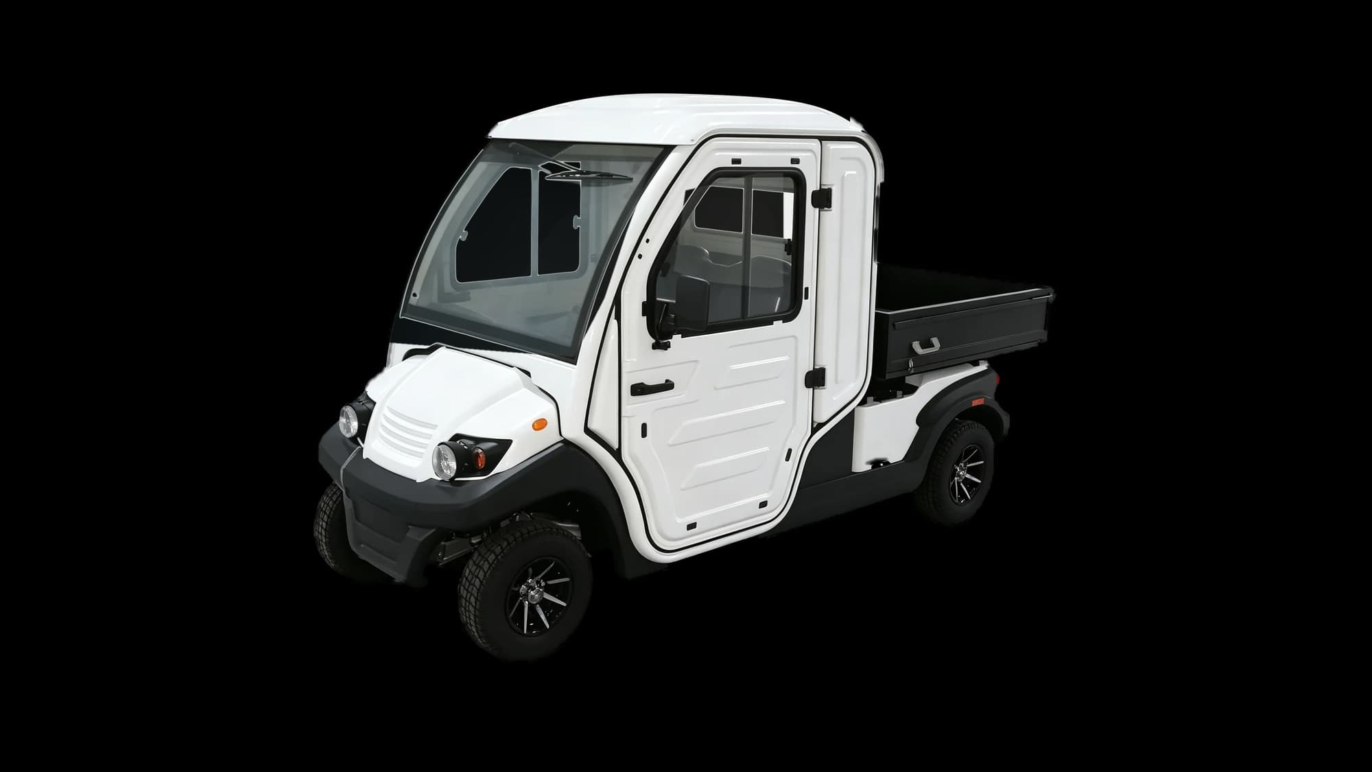 Hawke S2 Van 2-passenger enclosed electric cargo cart, front three-quarter view