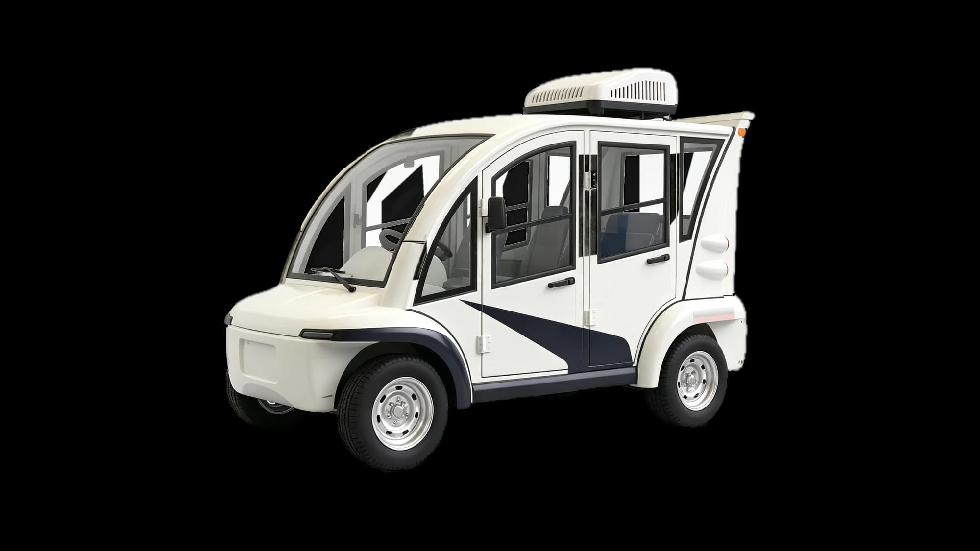 Hawke S4 Patrol Cab 4-seater enclosed electric patrol buggy, front three-quarter view
