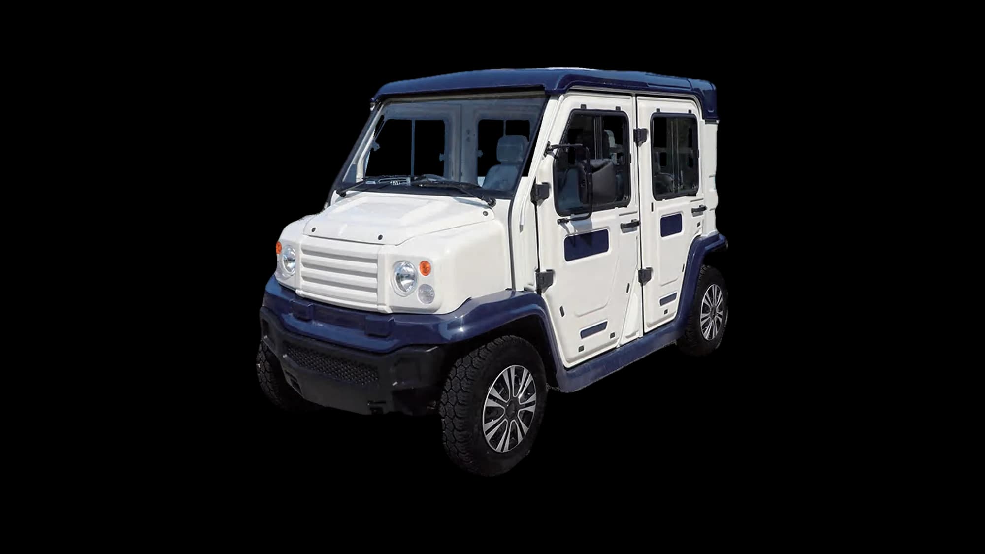 Hawke S4 Patrol Car 4-seater electric security patrol car, front three-quarter view