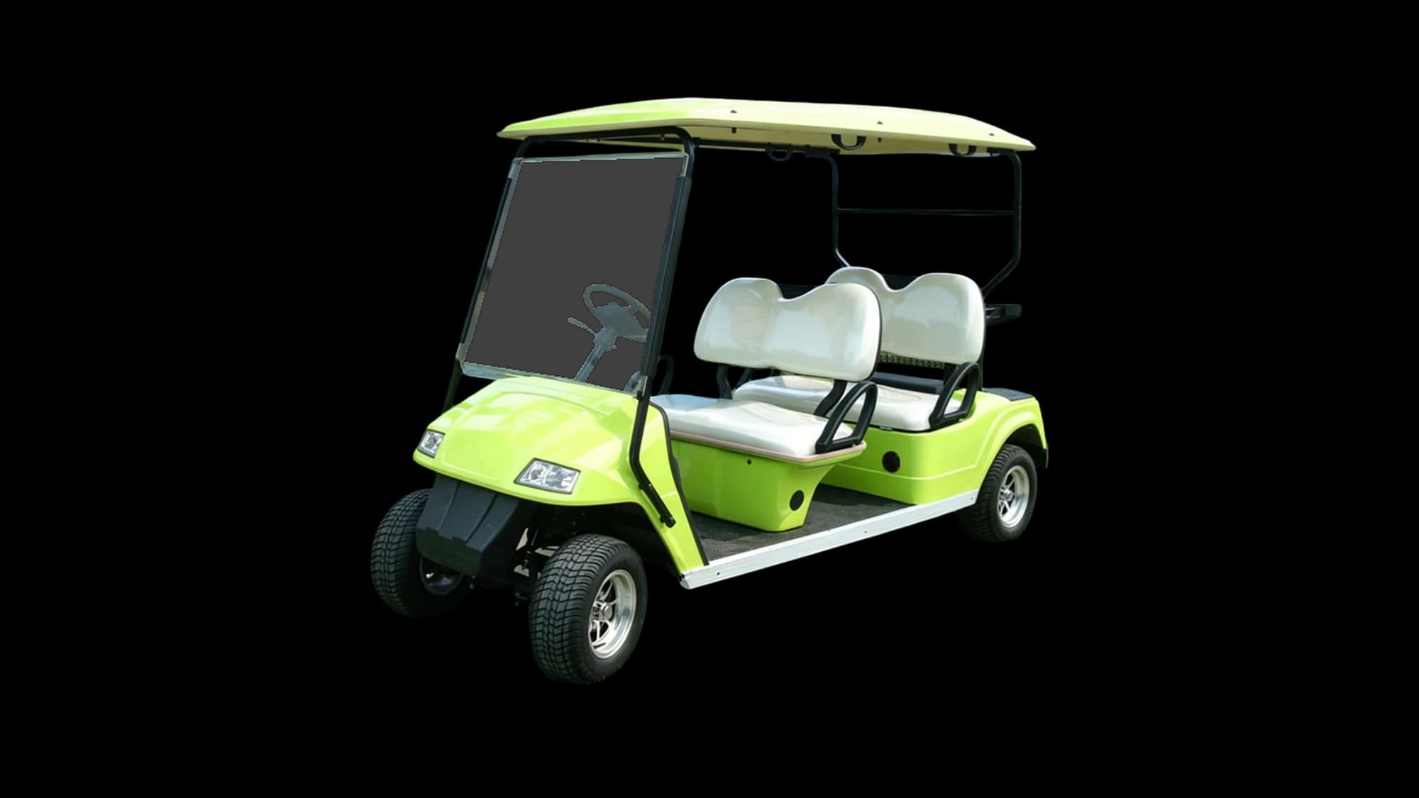 Hawke S4 Plus 4-seater electric golf buggy, enhanced spec, front three-quarter view