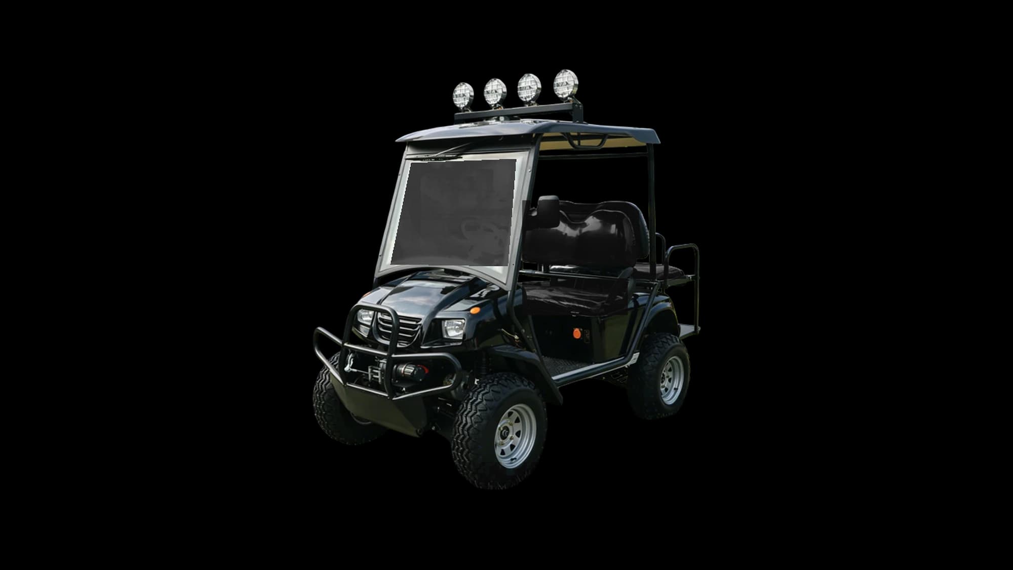Hawke S4 Trail 4WD 4-passenger 4WD off-road electric cart, front three-quarter view
