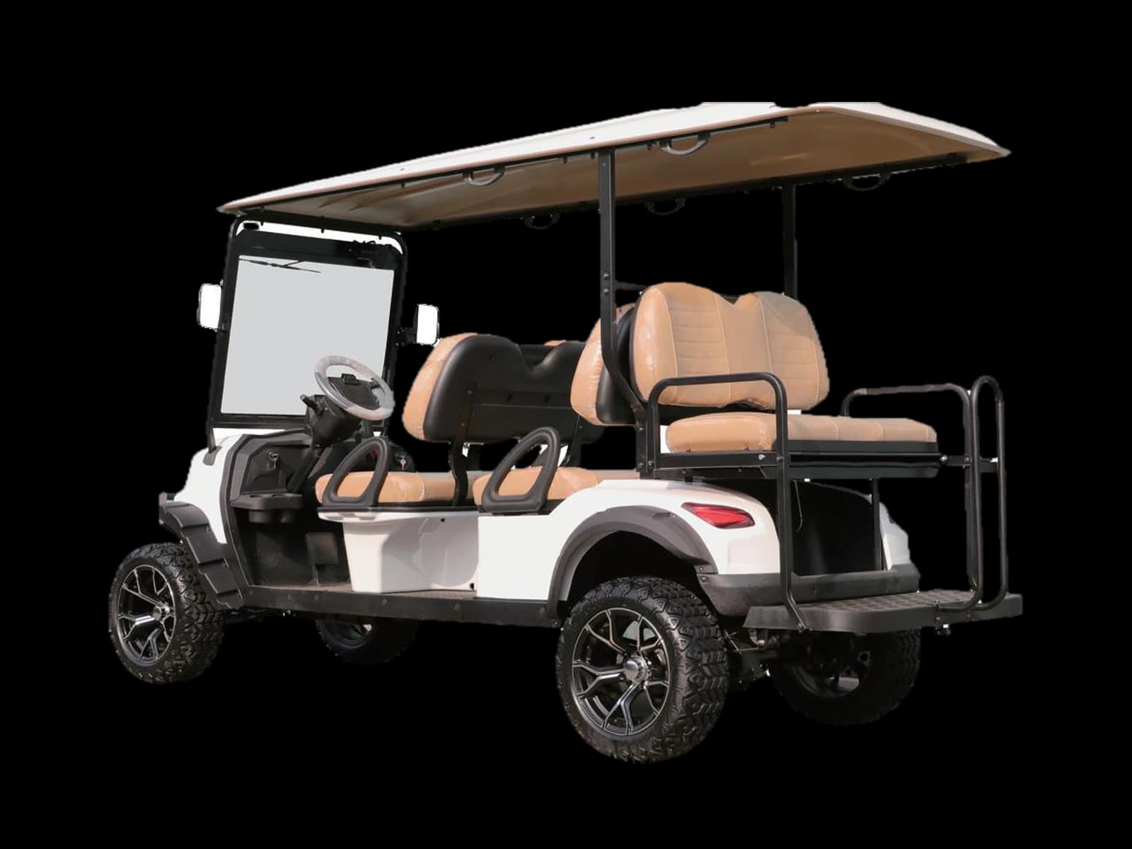Hawke S6 Lift lifted 6-passenger utility cart, rear view