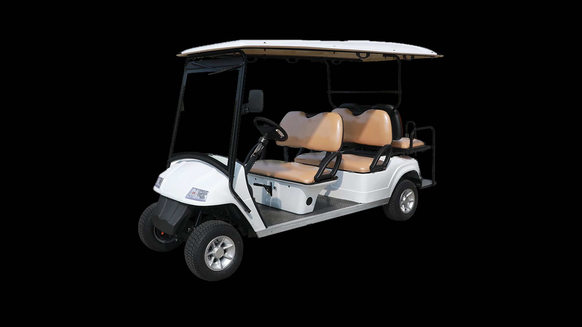 Hawke S6 Plus 6-seater electric golf buggy, enhanced spec, front three-quarter view