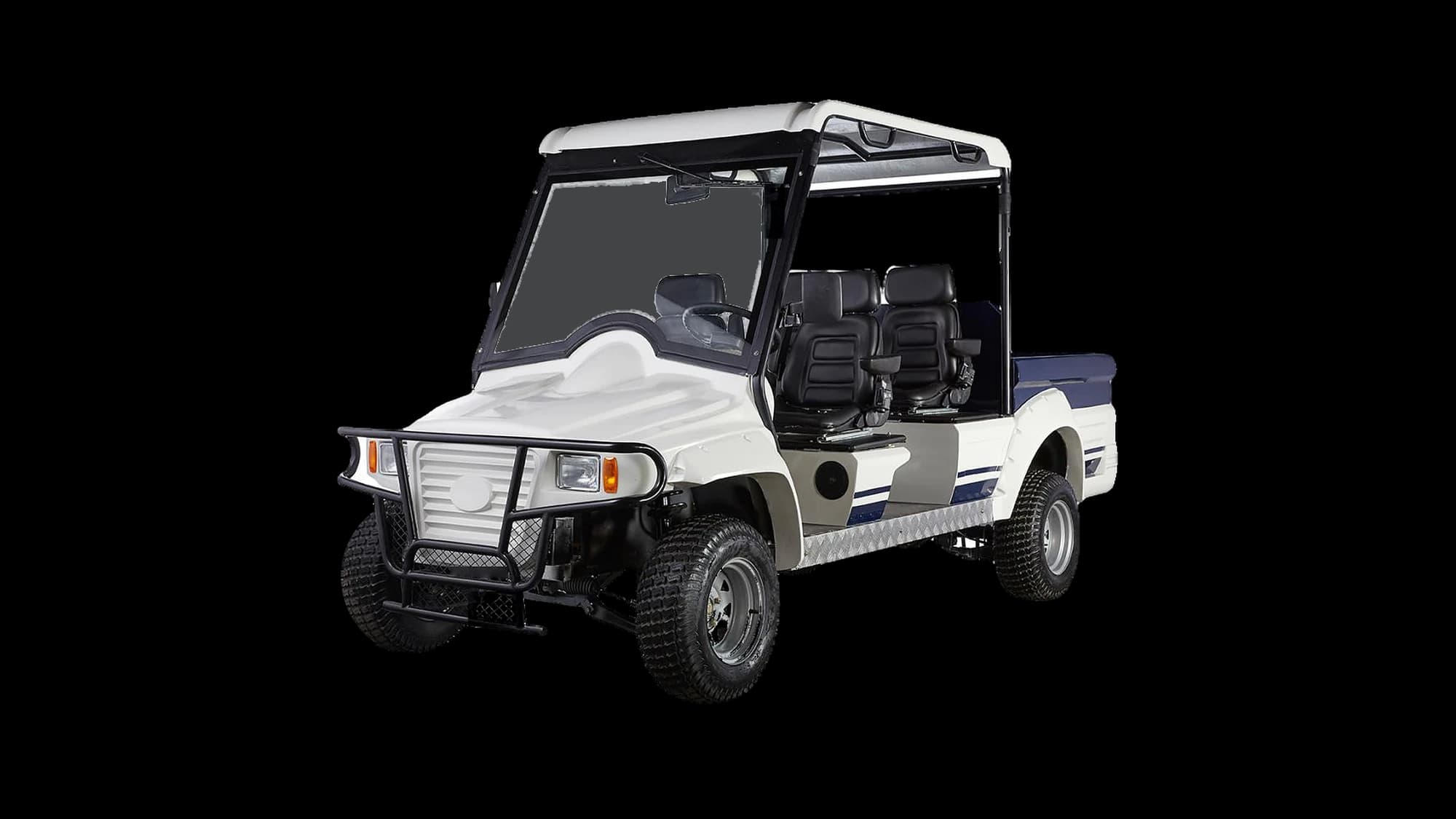 Hawke U3 Crew 4-passenger electric off-road pickup, front three-quarter view