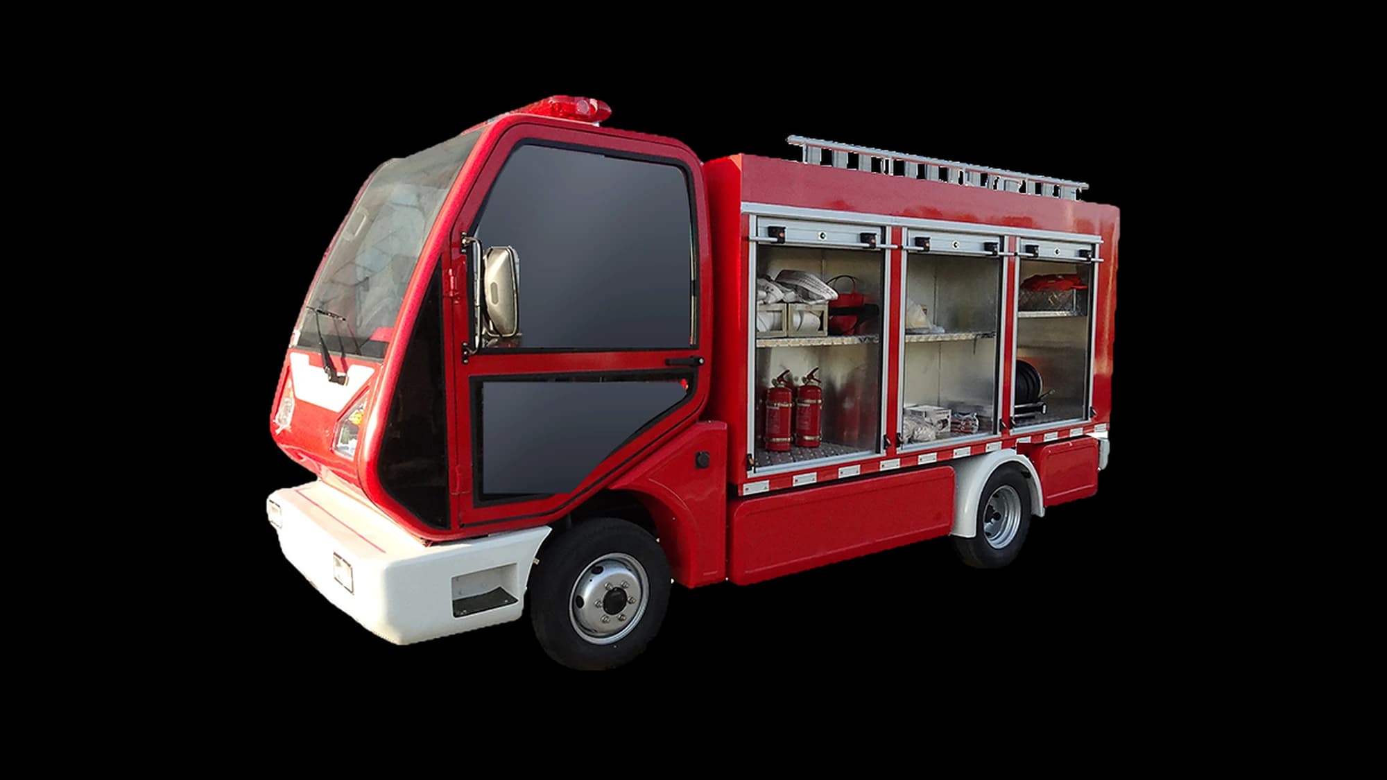 Hawke U4 Fire 2-metric ton electric fire truck, front three-quarter view