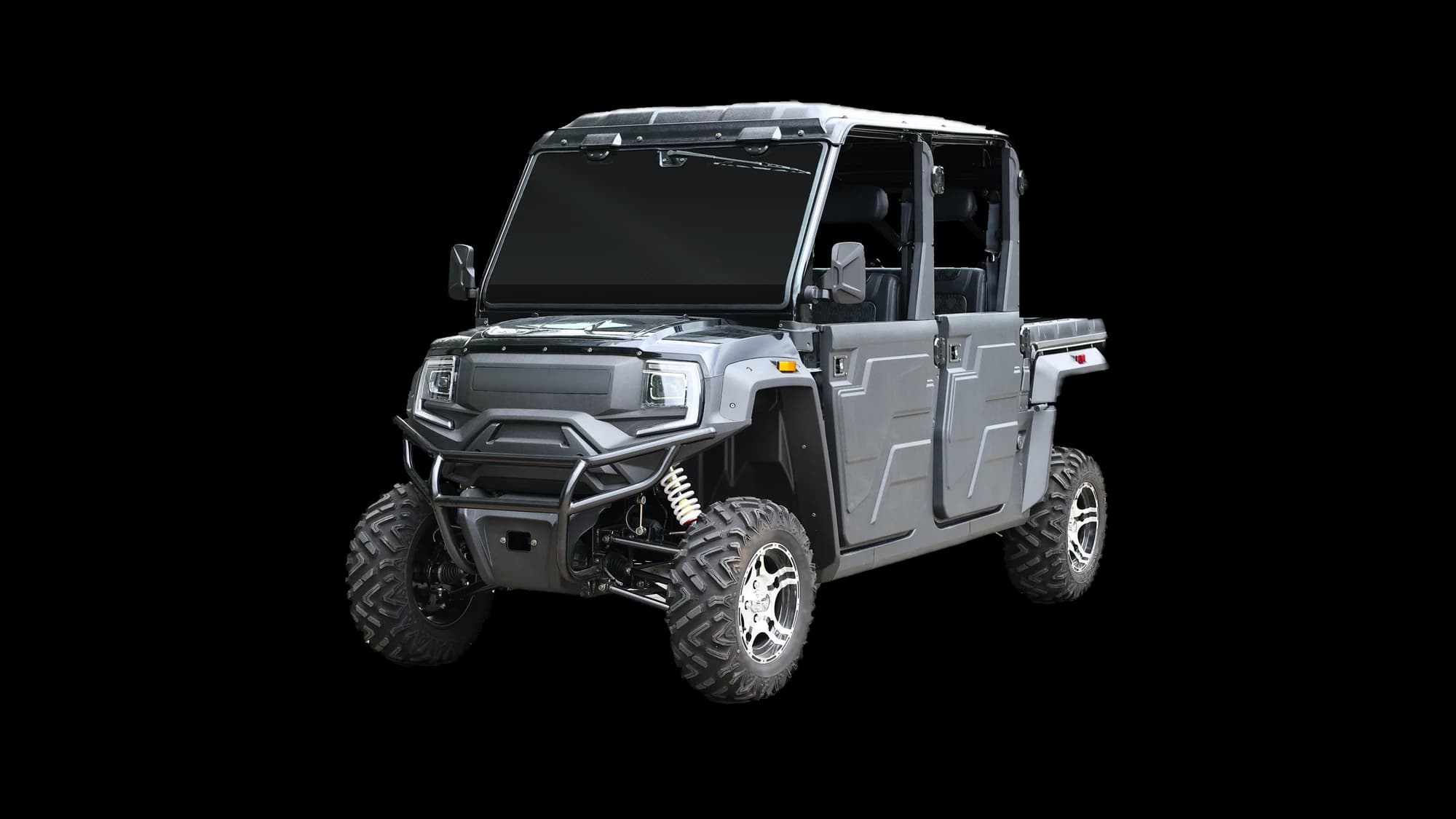 Hawke X4 4-seater 4WD electric UTV, front three-quarter view