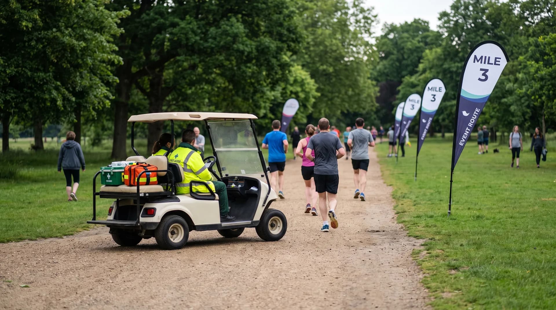Course vehicles, where your route and closures allow