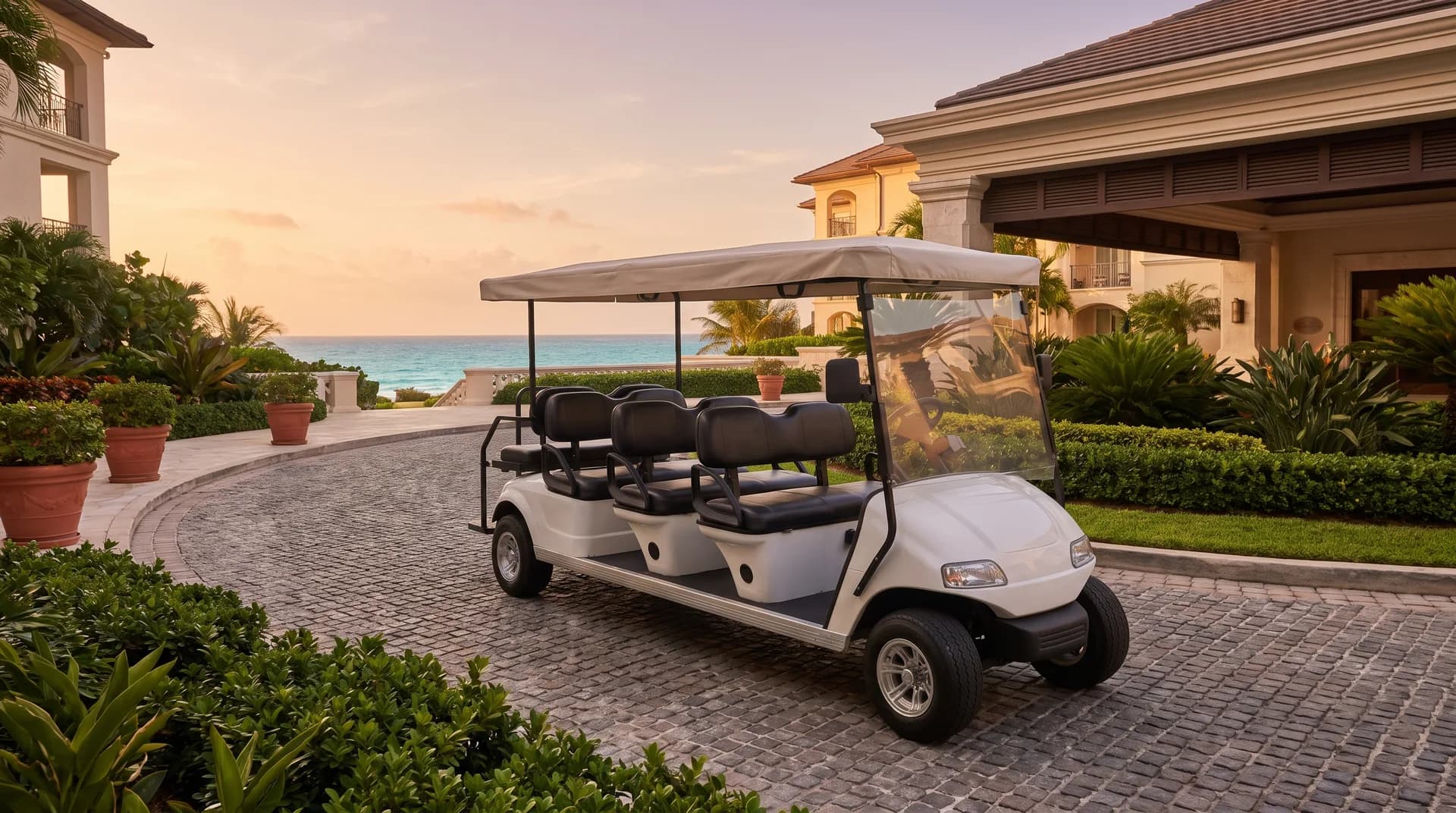 A premium guest shuttle for a five-star coastal resort