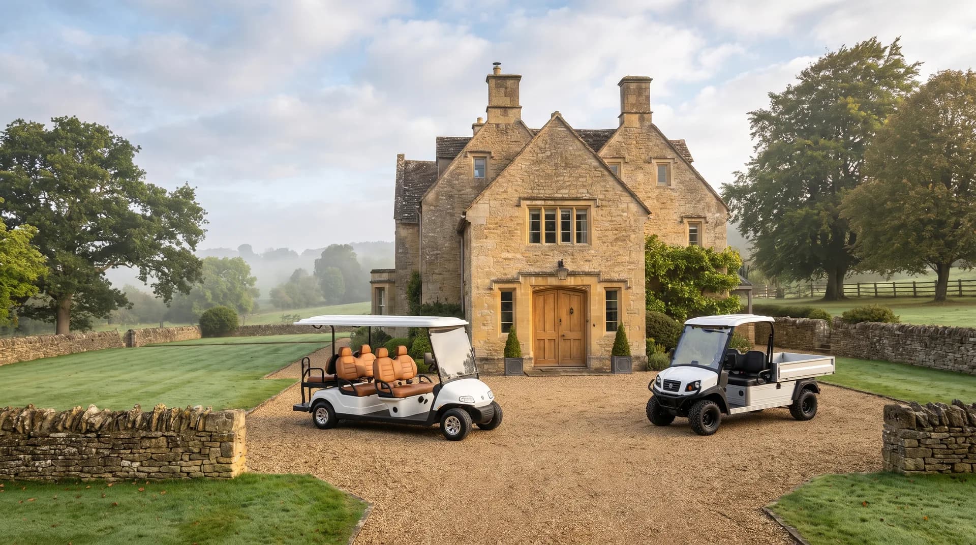 Golf carts on farm roads, byways and estate tracks