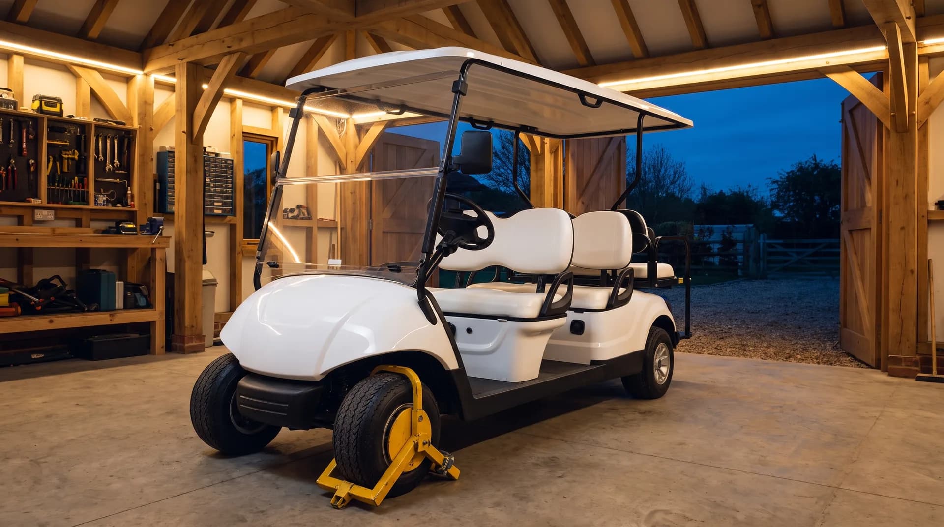 Electric golf cart storage and security