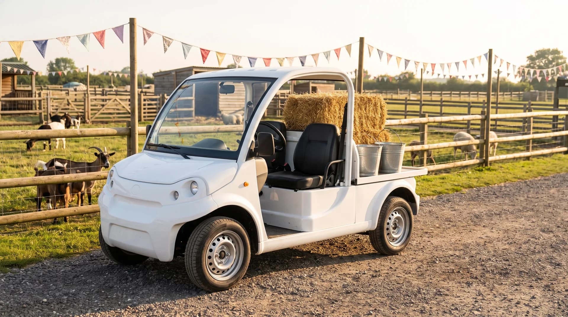 Electric utility golf carts for farm parks and visitor farms