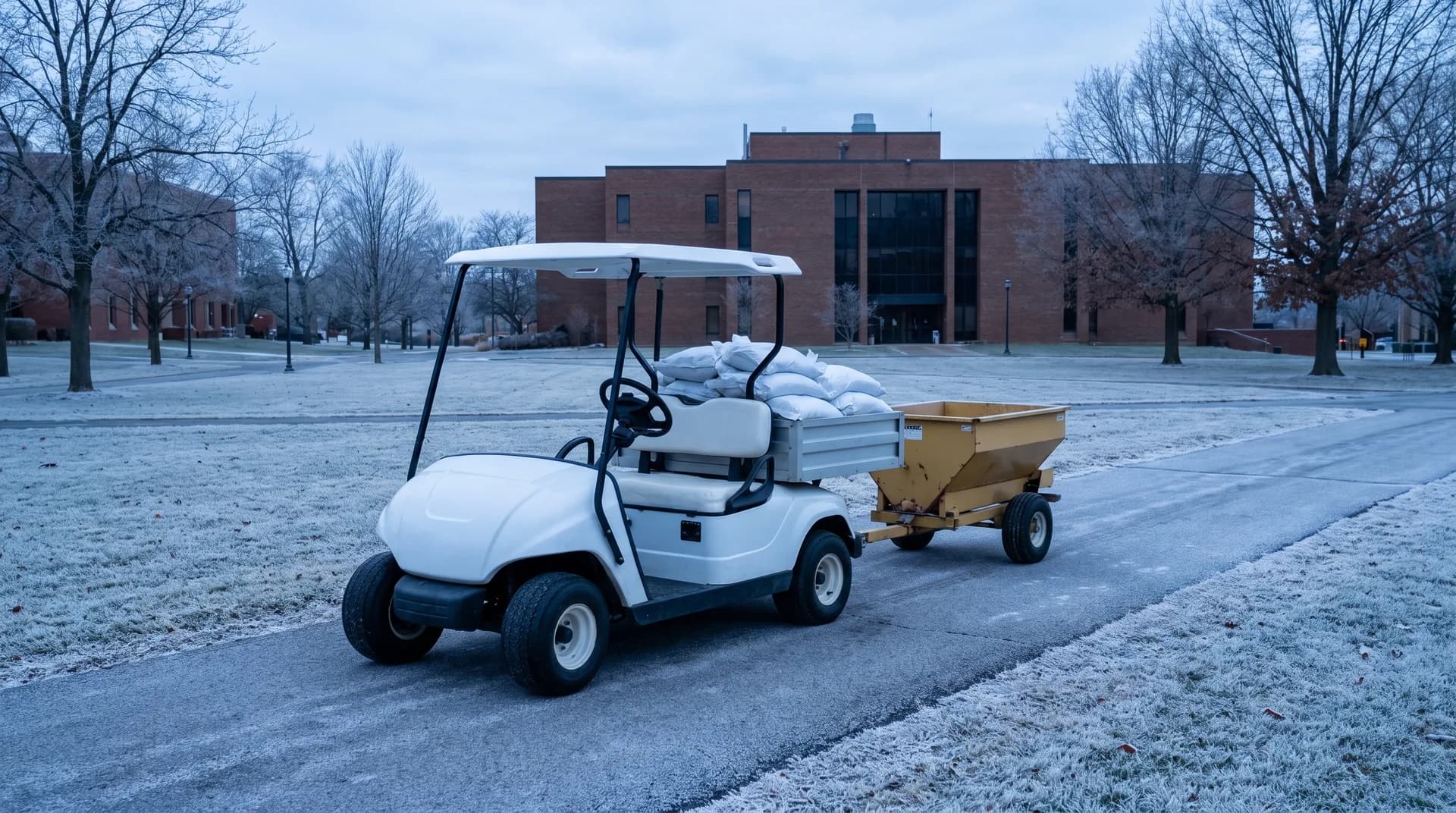 Winter gritting with an electric utility vehicle