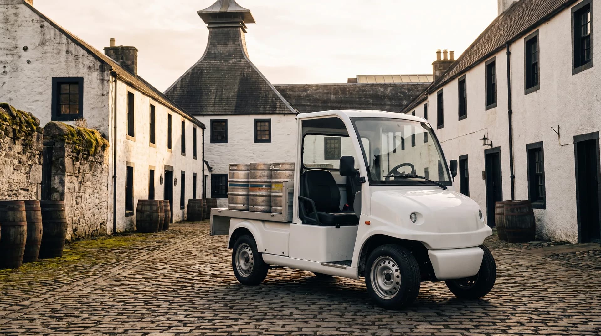 Electric utility vehicles for distilleries and breweries