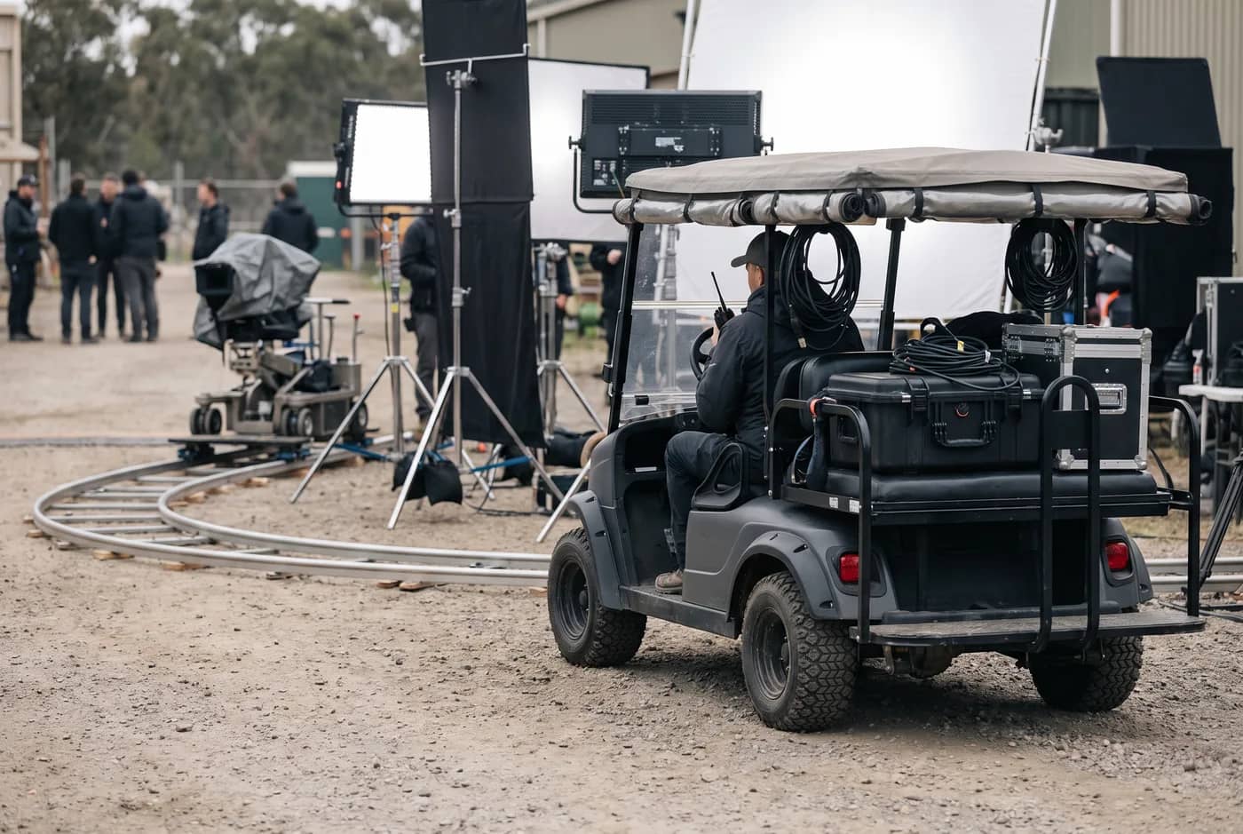 Film and TV golf cart rental, silent electric transport for set.