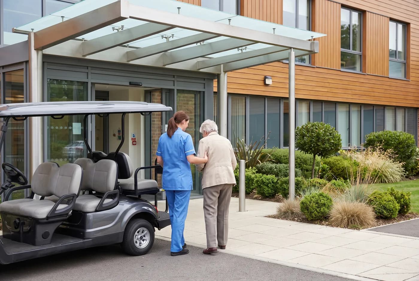 Car park to entrance and clinic
