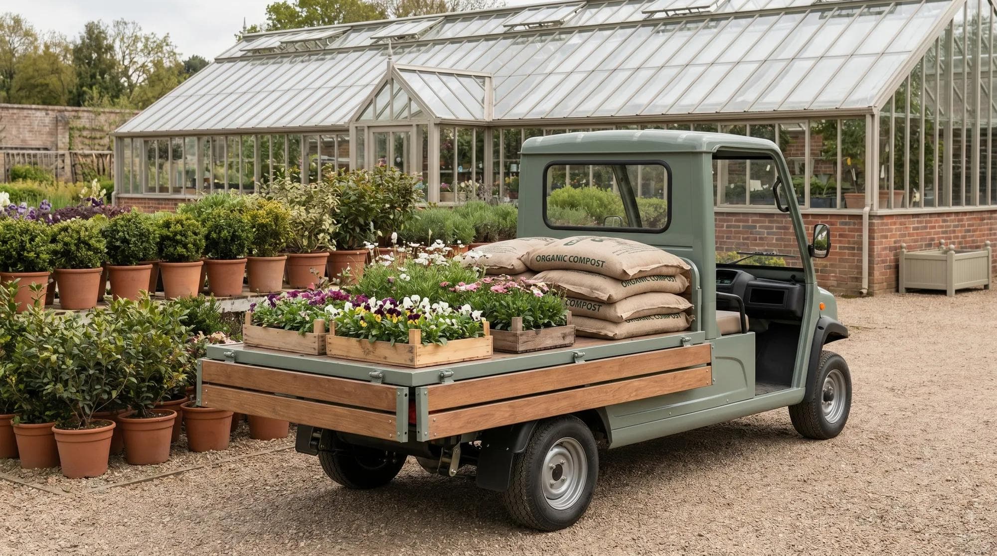 Electric golf carts for garden centres and nurseries