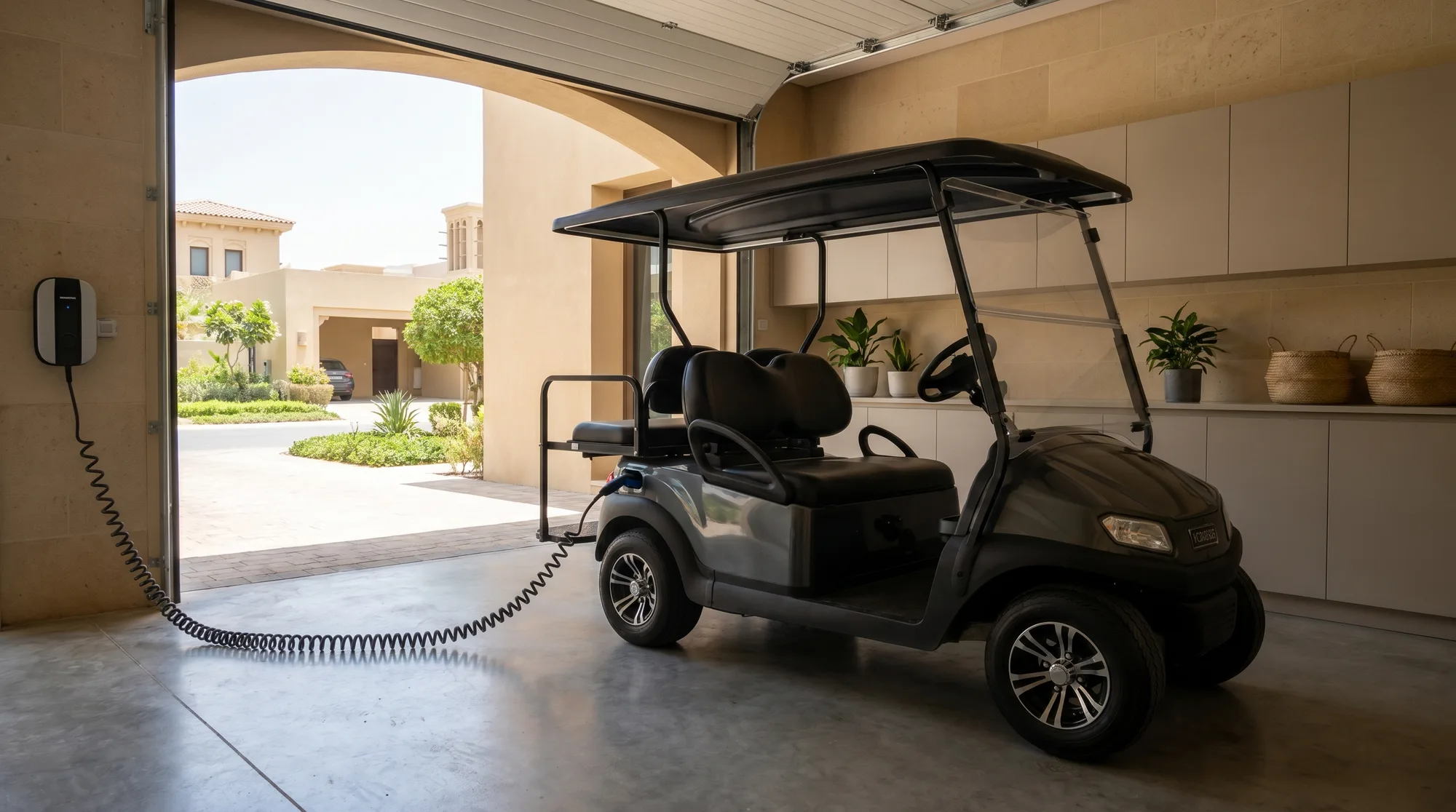 Charging a golf cart at home (villa guide)