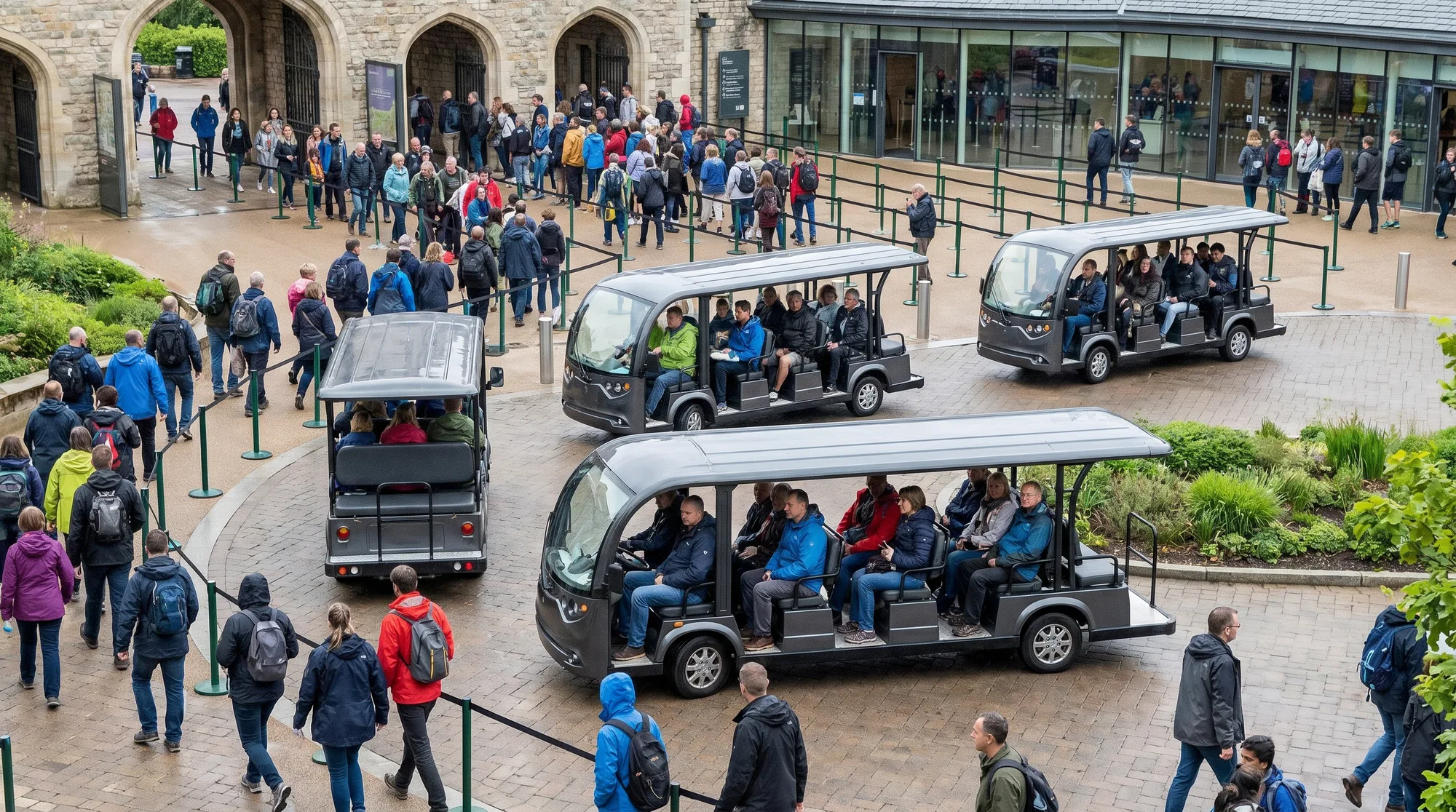 Fleet sizing for attractions: how many buggies per visitor?